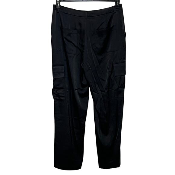 DKNY JEANS WOMENS STRETCH SATIN CARGO WIDE-LEG PANTS BLACK SIZE 16 NEW - Picture 4 of 14